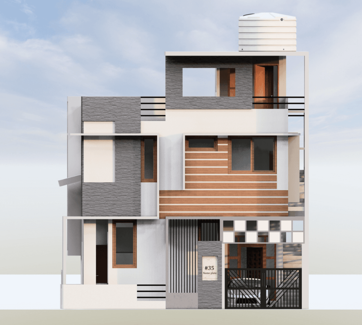 Monobloc Residence | 30x50 East-Facing G+1+T 5BHK 3-Unit Modern Multi-Family Residence
