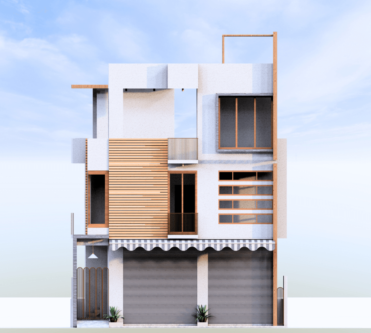 Boxline Habitat | 30x50 North-Facing G+1+T Contemporary 4-Unit Residence