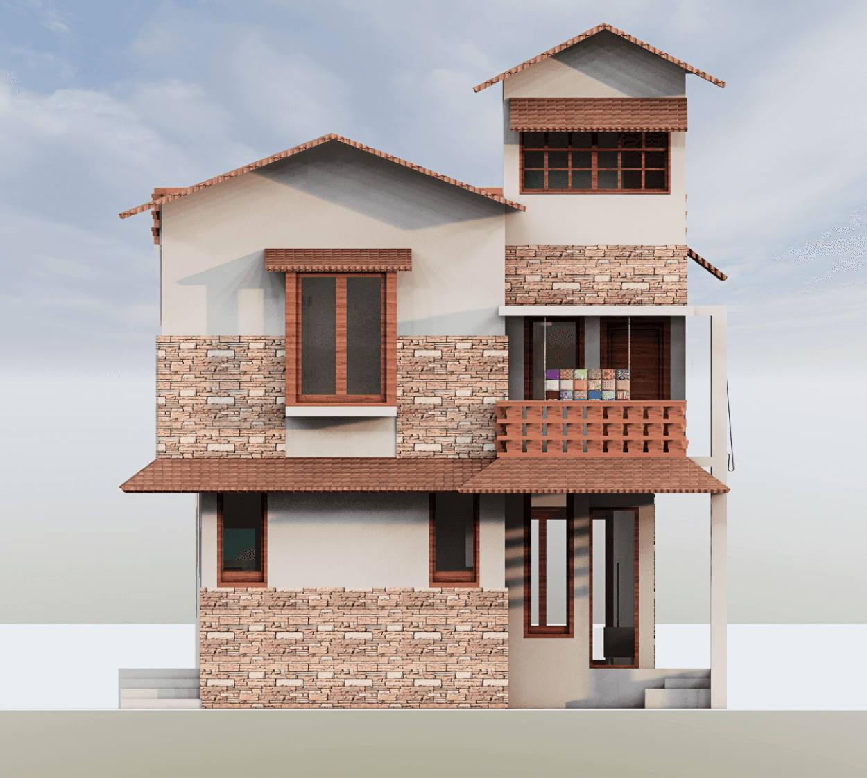 The Rustic Haven | 28x50 North-Facing G+1 Duplex House Design (Vastu-Compliant)