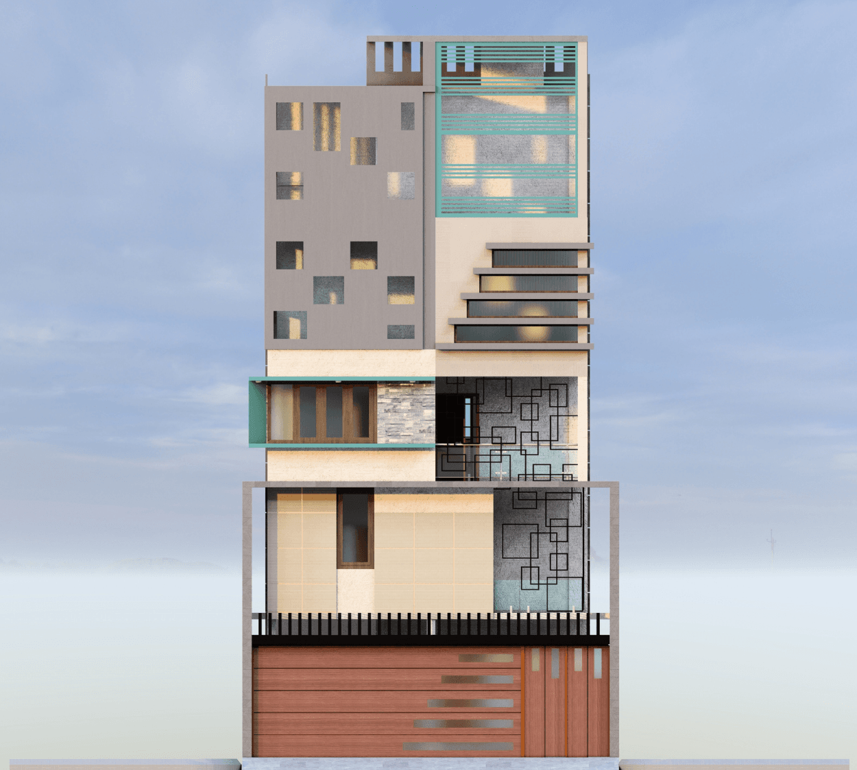 Axiline House | 30x50 West Facing G+4+T 4BHK Modern Villa